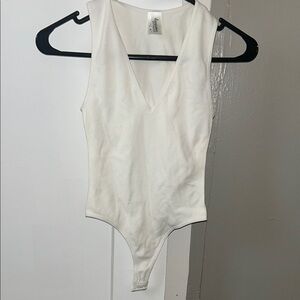 Dynamic Ribbed Bodysuit White- One Size